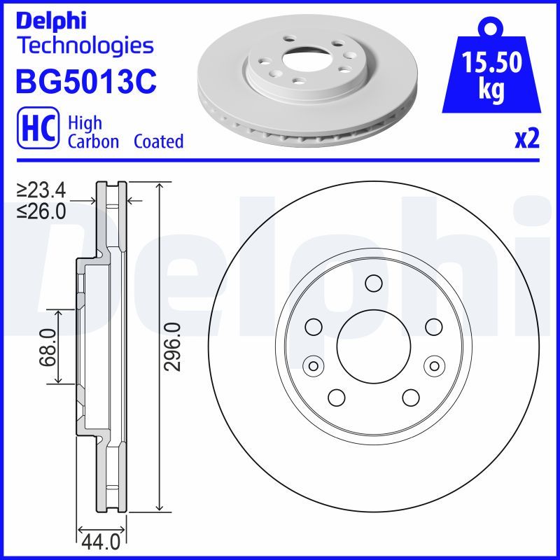 Tarcza hamulcowa DELPHI BG5013C