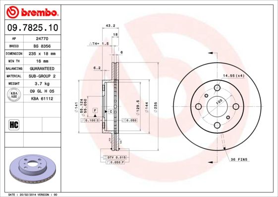 Tarcza hamulcowa BREMBO 09.7825.10