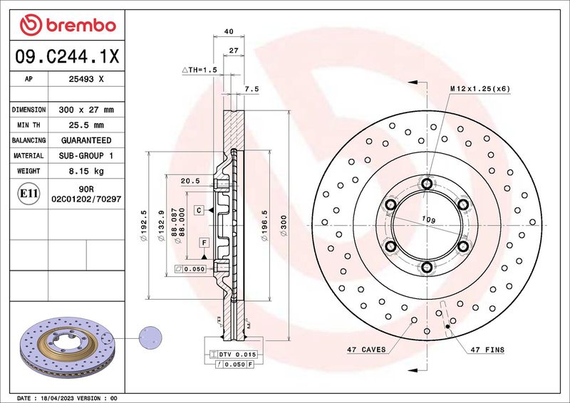 Tarcza hamulcowa BREMBO 09.C244.1X