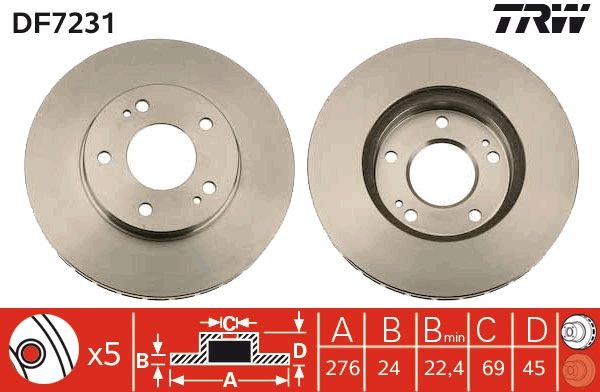 Tarcza hamulcowa TRW DF7231
