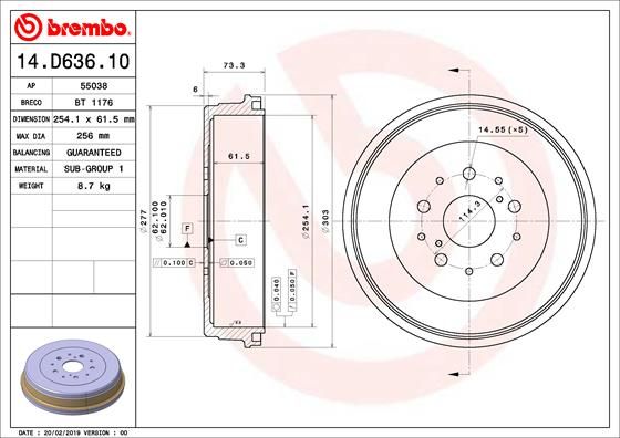 Bęben hamulcowy BREMBO 14.D636.10