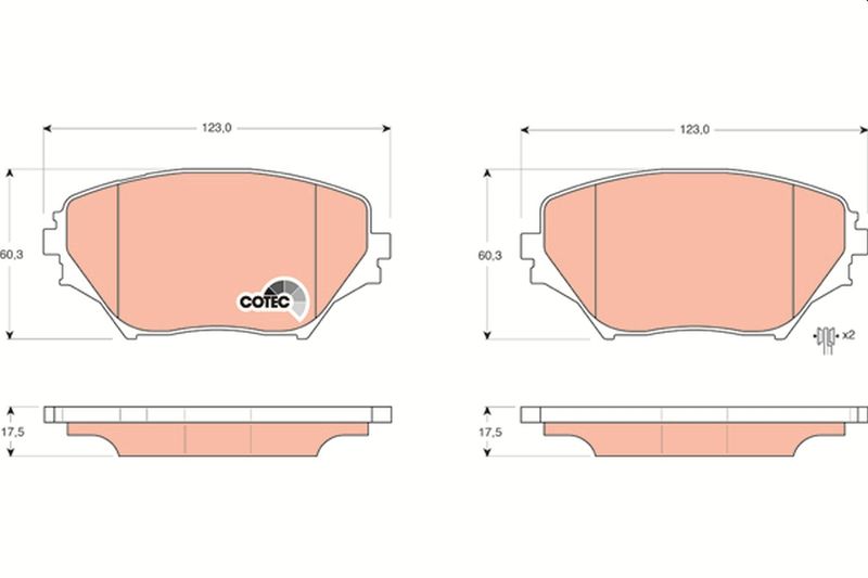 Zestaw klocków hamulcowych, hamulce tarczowe TRW GDB3251
