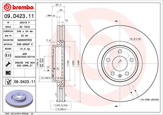 Tarcza hamulcowa BREMBO 09.D423.11