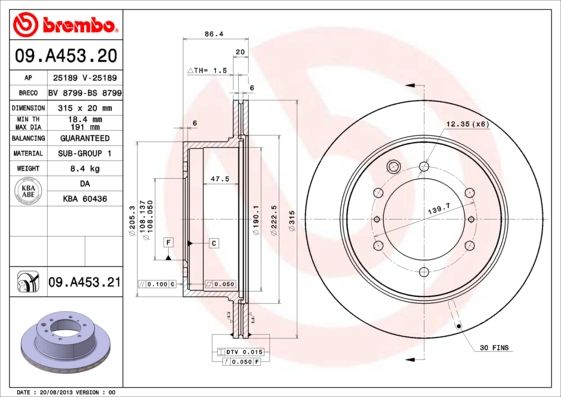 Tarcza hamulcowa BREMBO 09.a453.21