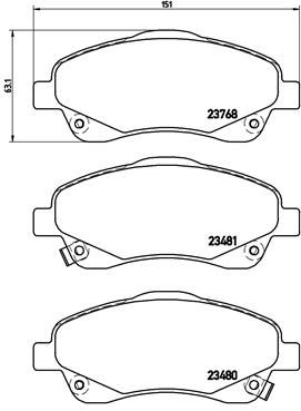 Zestaw klocków hamulcowych, hamulce tarczowe BREMBO P 83 046