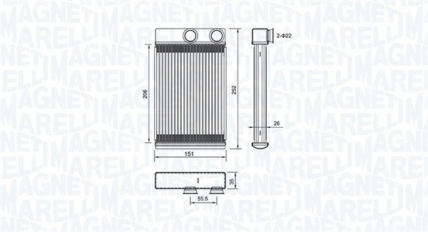 Wymiennik ciepła, ogrzewanie wnętrza MAGNETI MARELLI 350218478000