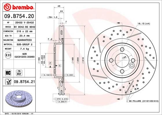 Tarcza hamulcowa BREMBO 09.B754.21