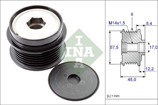 Alternator - sprzęgło jednokierunkowe INA 535017410
