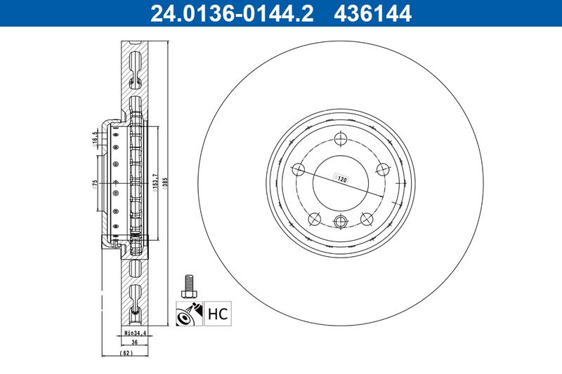 Tarcza hamulcowa Ate 24.0136-0144.2