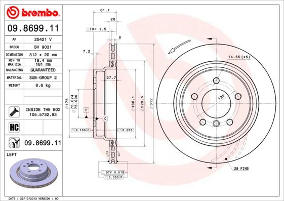 Tarcza hamulcowa BREMBO 09.8699.11