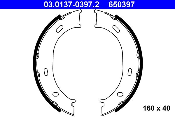 Zestaw szczęk hamulcowych, hamulec postojowy ATE 03.0137-0397.2