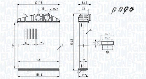 Wymiennik ciepła, ogrzewanie wnętrza MAGNETI MARELLI 350218426000