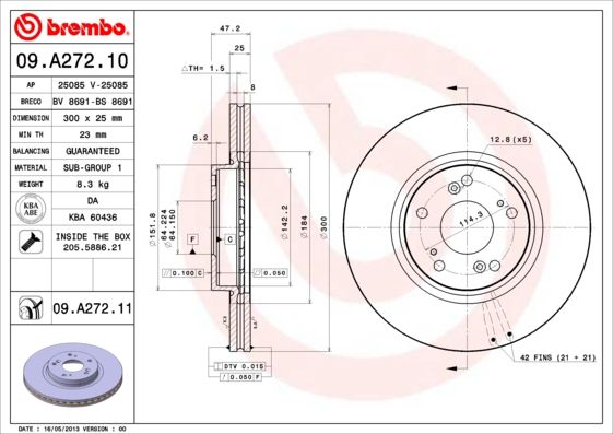 Tarcza hamulcowa BREMBO 09.A272.11