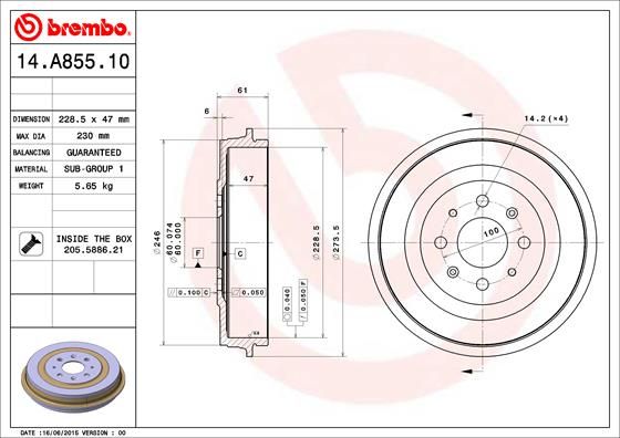 Bęben hamulcowy BREMBO 14.A855.10