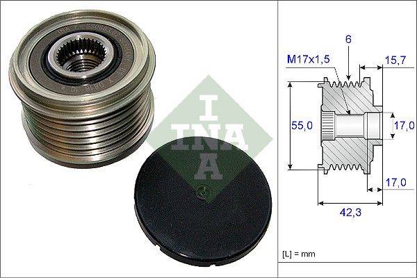 Alternator - sprzęgło jednokierunkowe INA 535015410