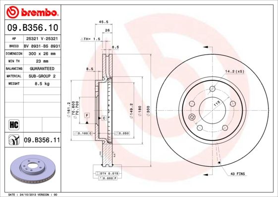 Tarcza hamulcowa BREMBO 09.B356.11