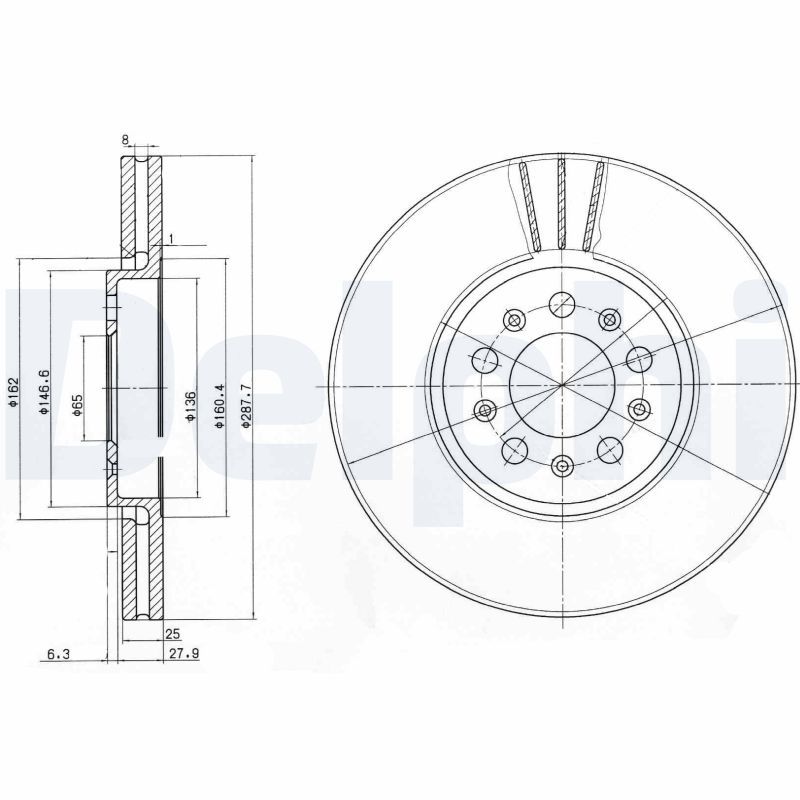 Tarcza hamulcowa DELPHI BG3035C