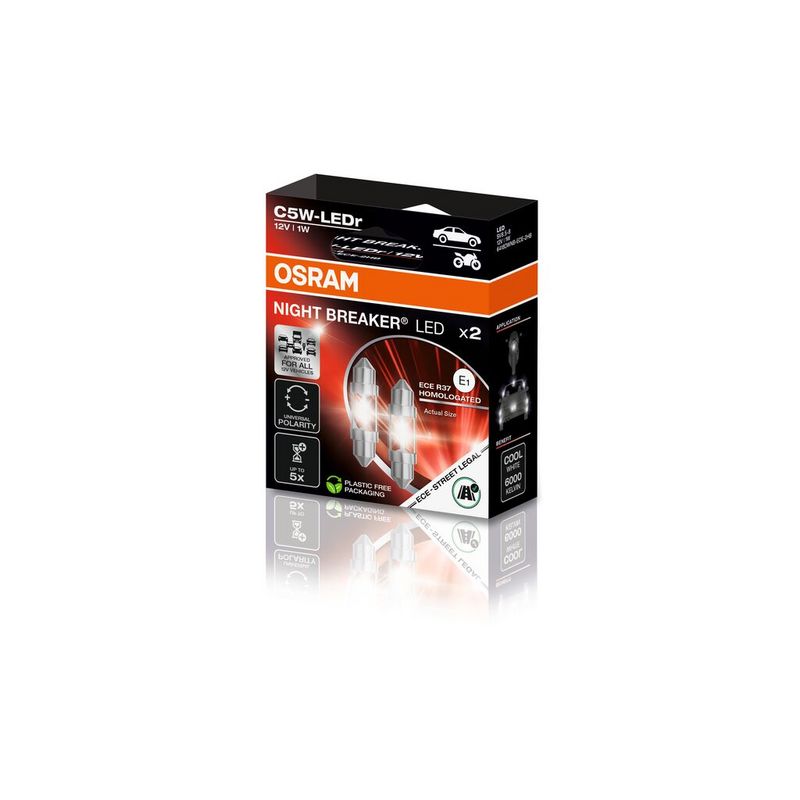Żarówka, oświetlenie tablicy rejestracyjnej OSRAM 6418DWNB-ECE-2HB