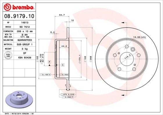 Tarcza hamulcowa BREMBO 08.9179.10