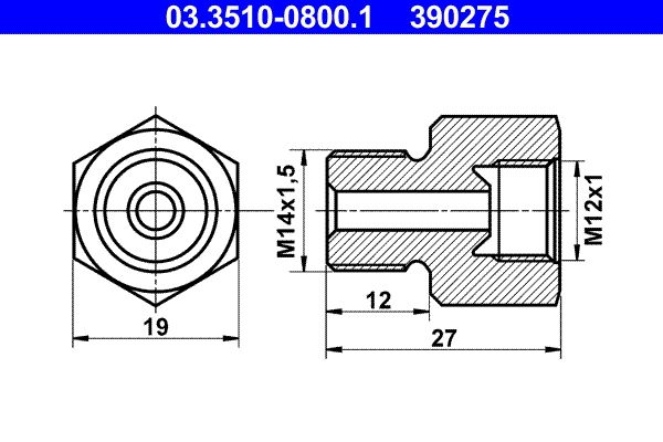 Adapter, przewód hamulcowy ATE 03.3510-0800.1