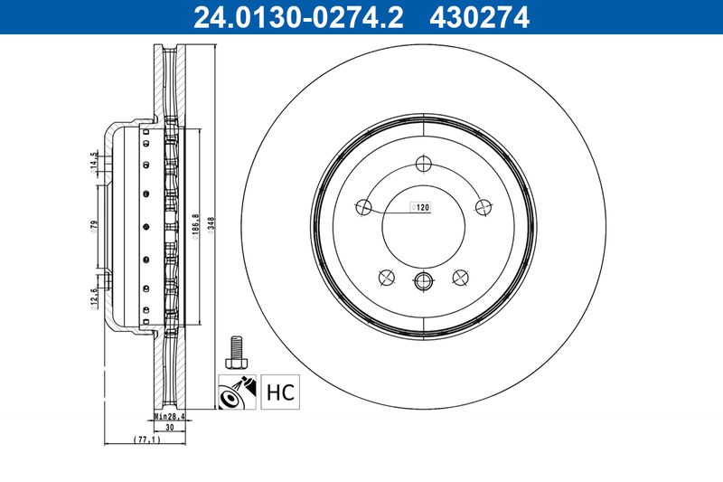 Tarcza hamulcowa Ate 24.0130-0274.2