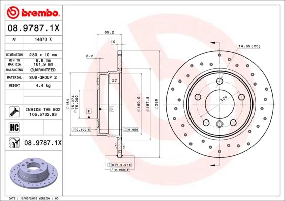 Tarcza hamulcowa BREMBO 08.9787.1X