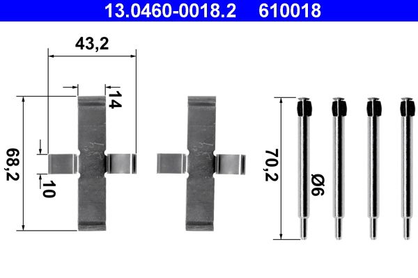 Zestaw akcesoriów, klocki hamulcowe ATE 13.0460-0018.2