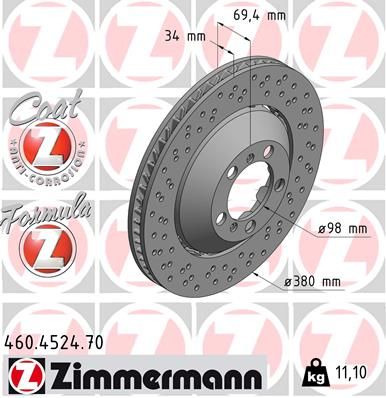 Tarcza hamulcowa ZIMMERMANN 460.4524.70