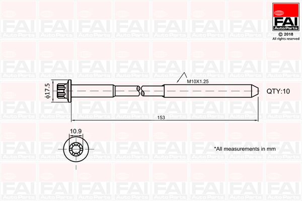 Zestaw śrub głowicy cylindrów FAI AutoParts B701