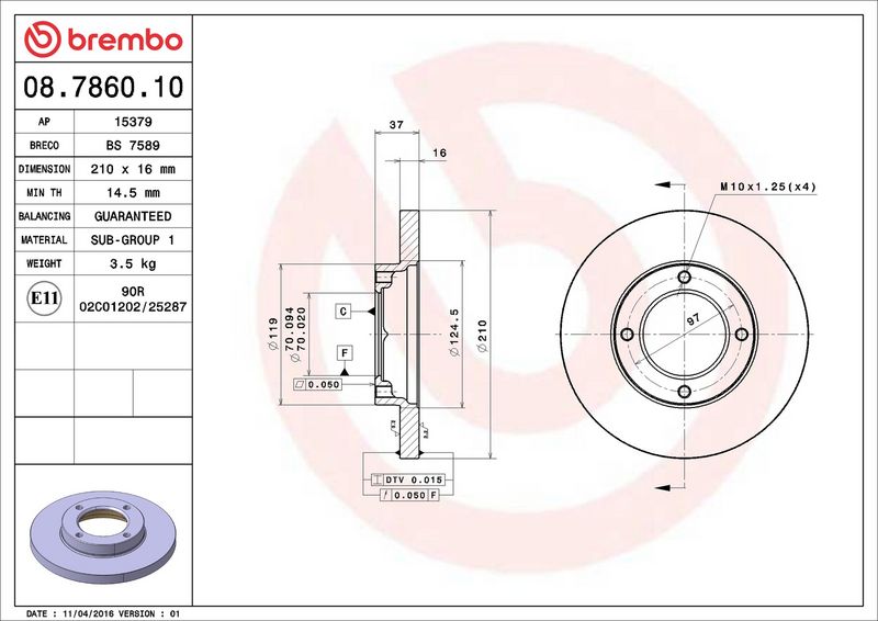 Tarcza hamulcowa BREMBO 08.7860.10