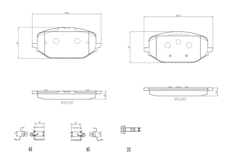 Zestaw klocków hamulcowych, hamulce tarczowe BREMBO P 61 142