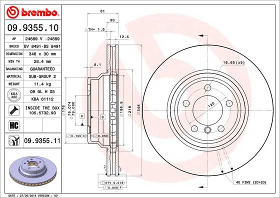 Tarcza hamulcowa BREMBO 09.9355.11