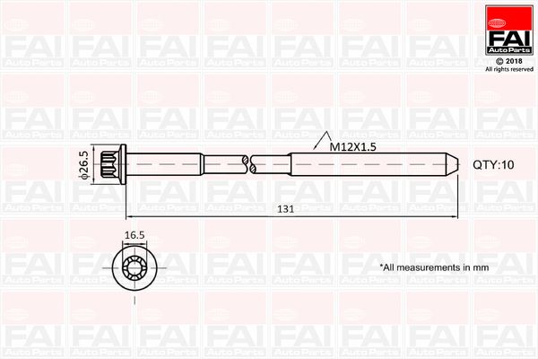 Zestaw śrub głowicy cylindrów FAI AutoParts B896