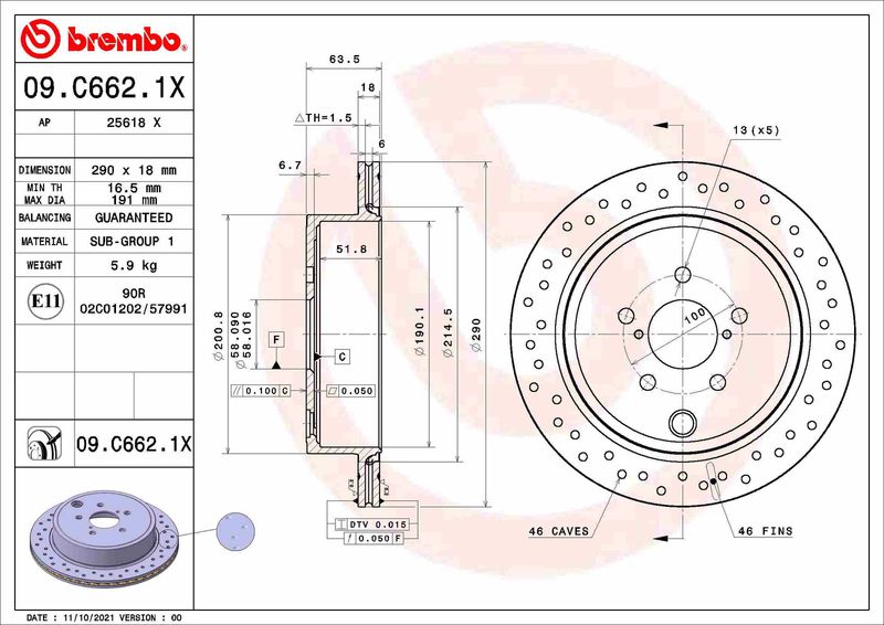 Tarcza hamulcowa BREMBO 09.C662.1X