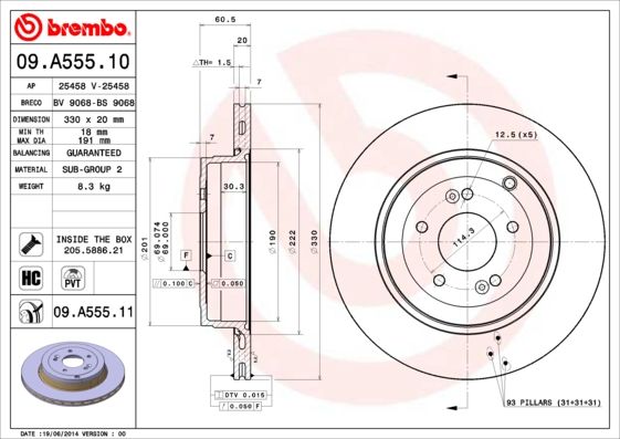 Tarcza hamulcowa BREMBO 09.a555.11