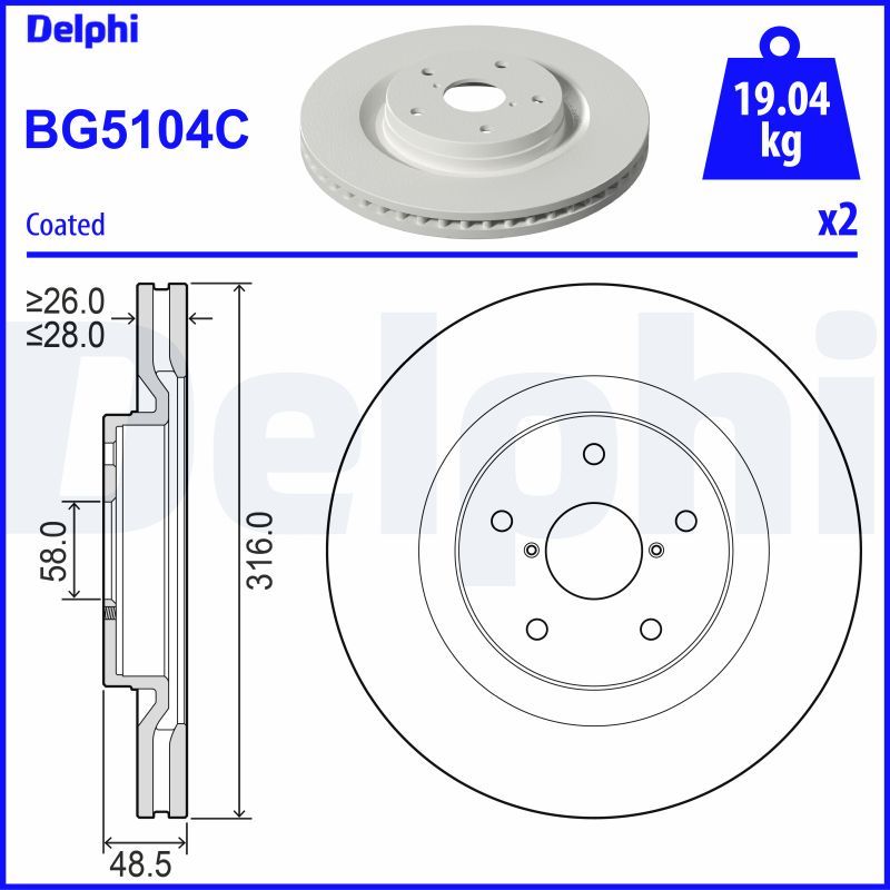 Tarcza hamulcowa DELPHI BG5104C