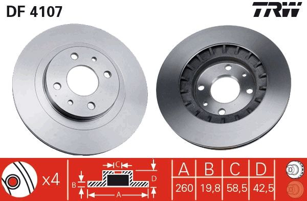 Tarcza hamulcowa TRW DF4107