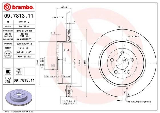 Tarcza hamulcowa BREMBO 09.7813.11
