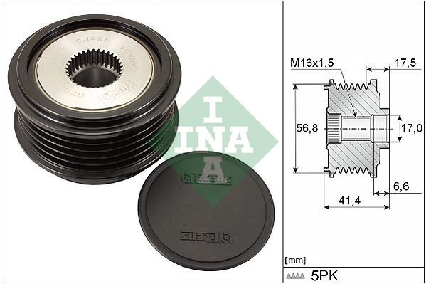 Alternator - sprzęgło jednokierunkowe INA 535007130