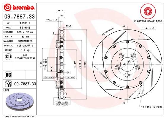 Tarcza hamulcowa BREMBO 09.7887.33