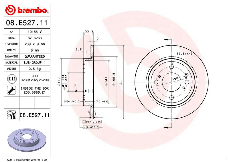 Tarcza hamulcowa BREMBO 09.E528.11