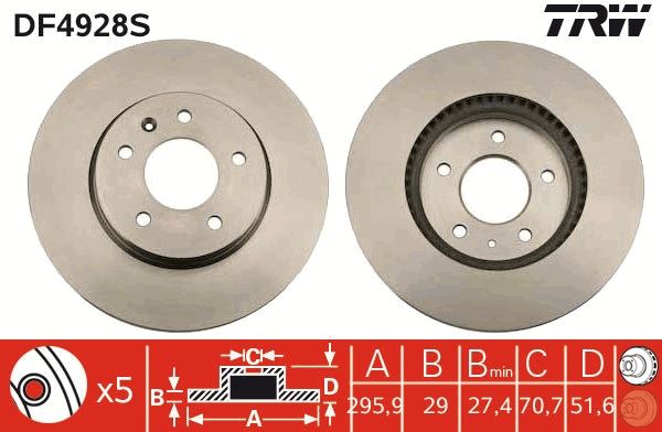Tarcza hamulcowa TRW DF4928S