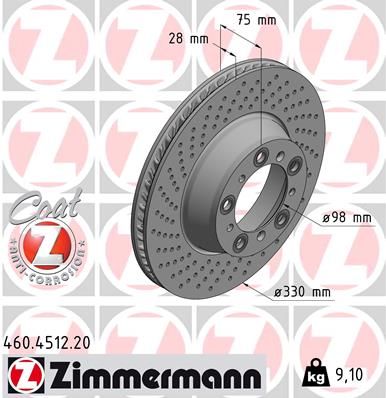 Tarcza hamulcowa ZIMMERMANN 460.4512.20