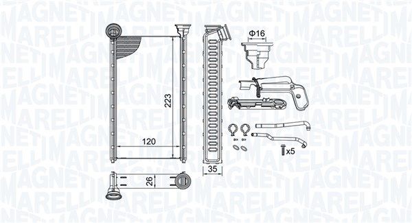 Wymiennik ciepła, ogrzewanie wnętrza MAGNETI MARELLI 350218505000