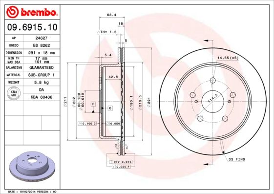 Tarcza hamulcowa BREMBO 09.6915.10