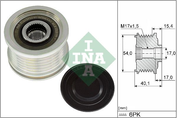 Alternator - sprzęgło jednokierunkowe INA 535031710