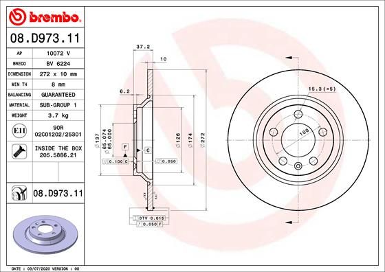 Tarcza hamulcowa BREMBO 08.D973.11