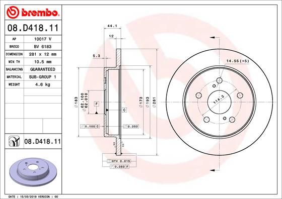Tarcza hamulcowa BREMBO 08.D418.11