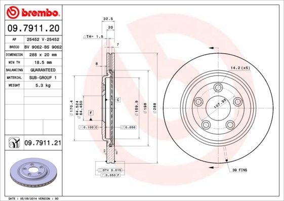 Tarcza hamulcowa BREMBO 09.7911.21