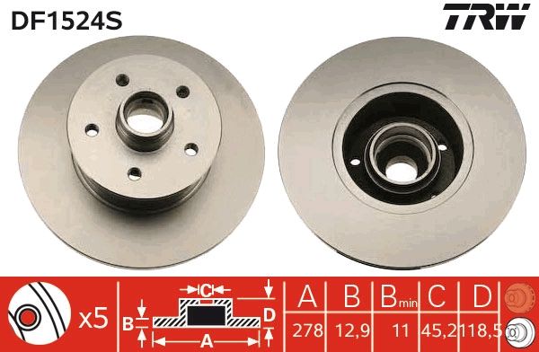 Tarcza hamulcowa TRW DF1524S